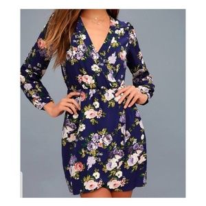 Lulus Navy Blue Floral Print Dress